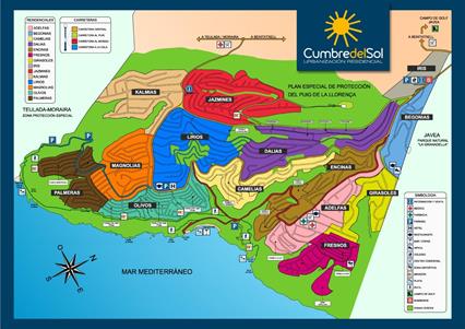 Karte und wohnanlagen Cumbre del Sol Benitachell